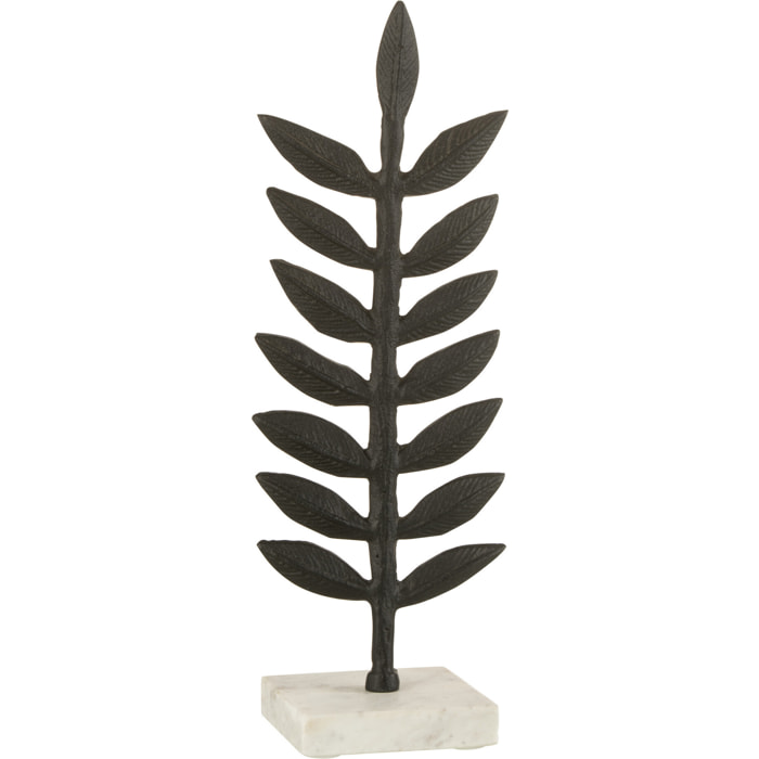 J-Line décoration Feuille - aluminium/marmer - noir/blanc - small