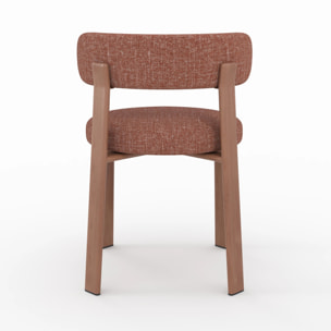 Lot de 2 chaises en tissu texturé brun canelle, pieds en métal - Aura