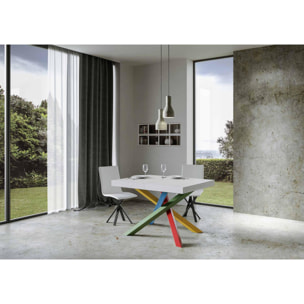 Mesa extensible 90x130/390 cm Volantis Fresno Blanco estructura multicolor 4/B