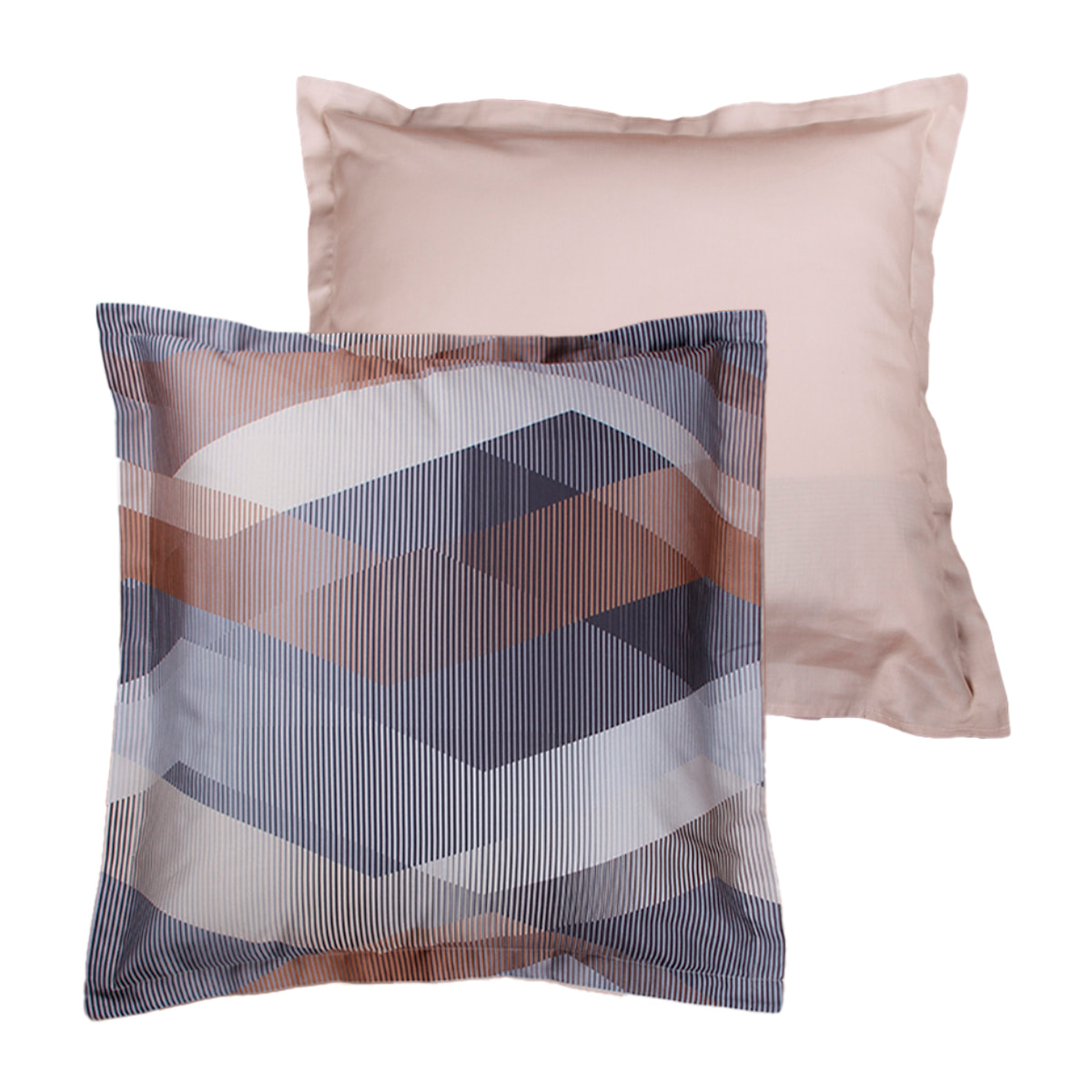 Lot de 2 Taies d'oreiller satin de coton imprimé Helix Brown