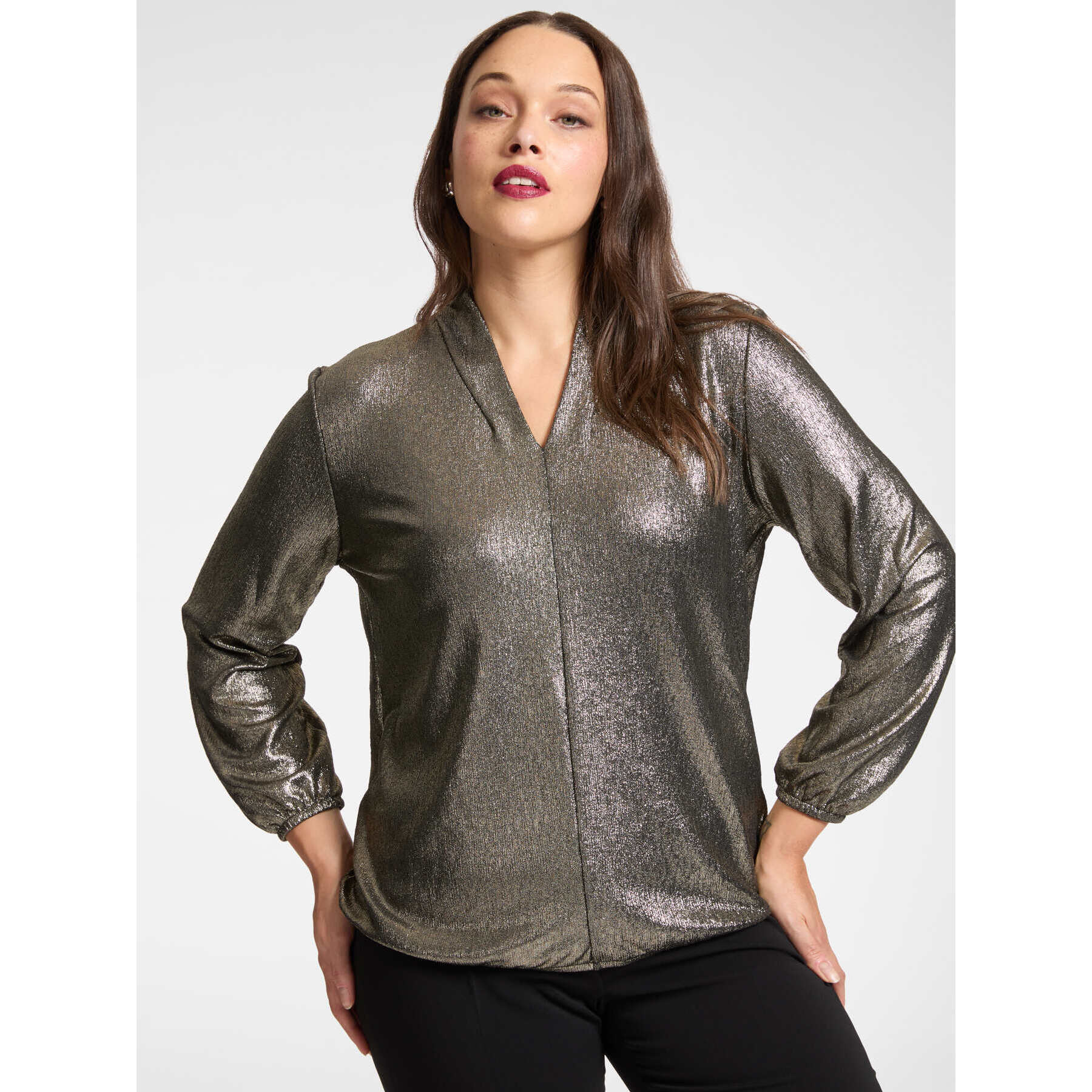 Elena Mirò - Camiseta de punto Lurex - Oro