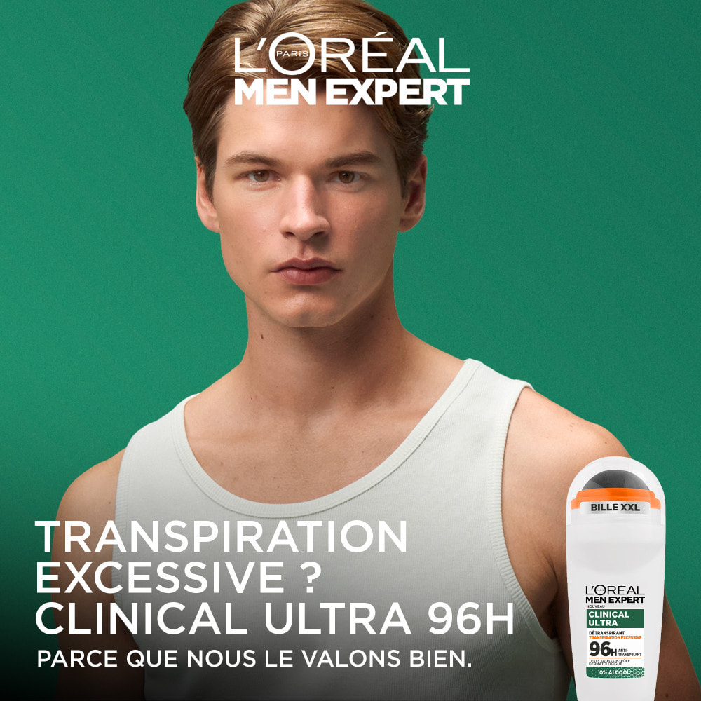 Lot de 6 - L'Oréal Men Expert Clinical Ultra Détranspirant Bille 96h anti-transpirant & anti-odeurs 50ml