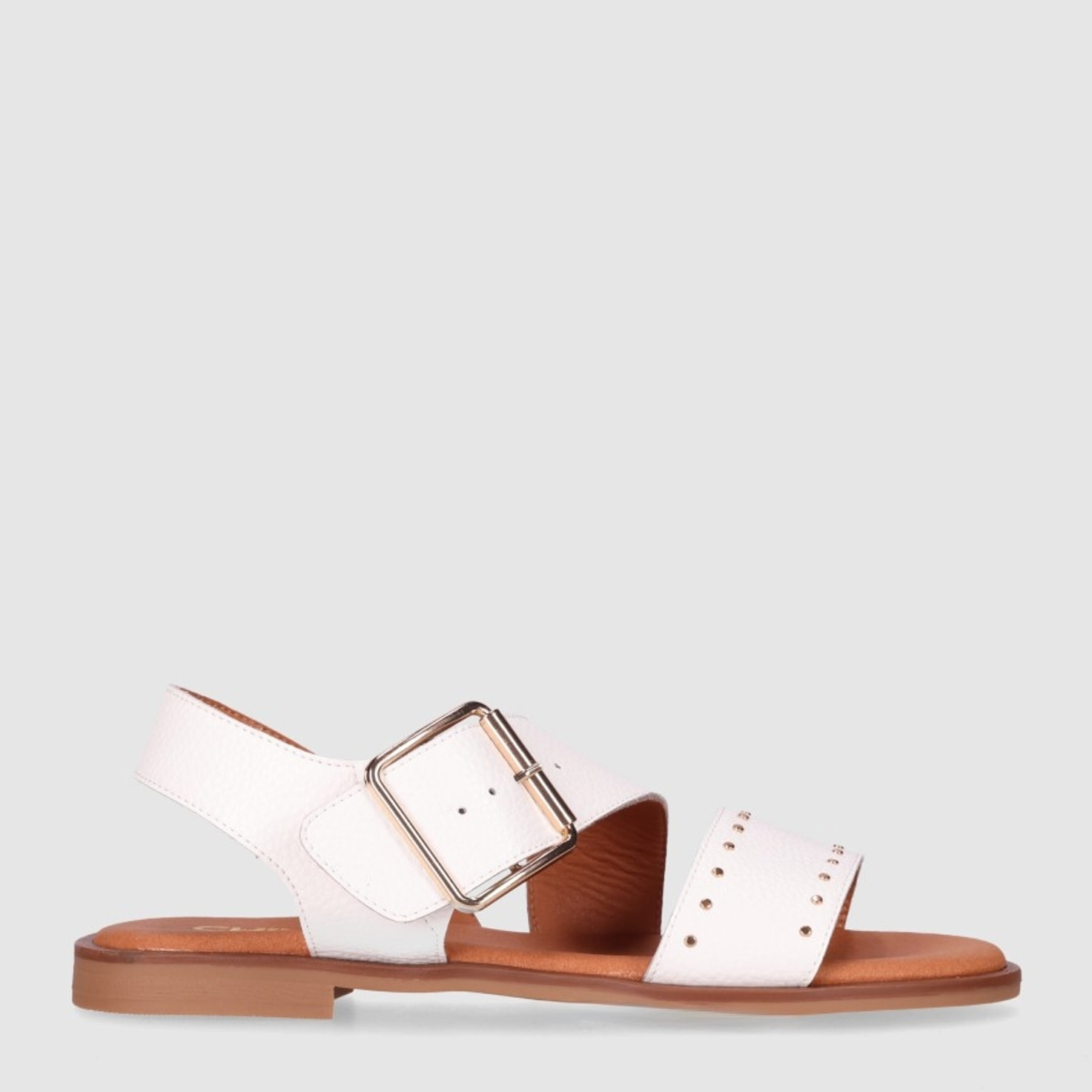 Sandalias de Piel - Blanco - Tacón: 1 cm