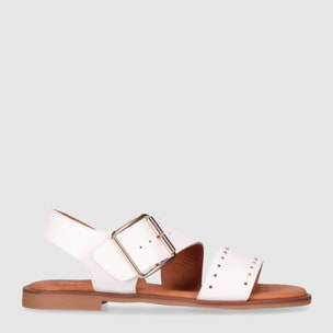 Sandalias de Piel - Blanco - Tacón: 1 cm