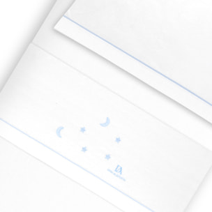 Triptico Coche Franela Don Algodon Estrellas Luna Bco/Azul