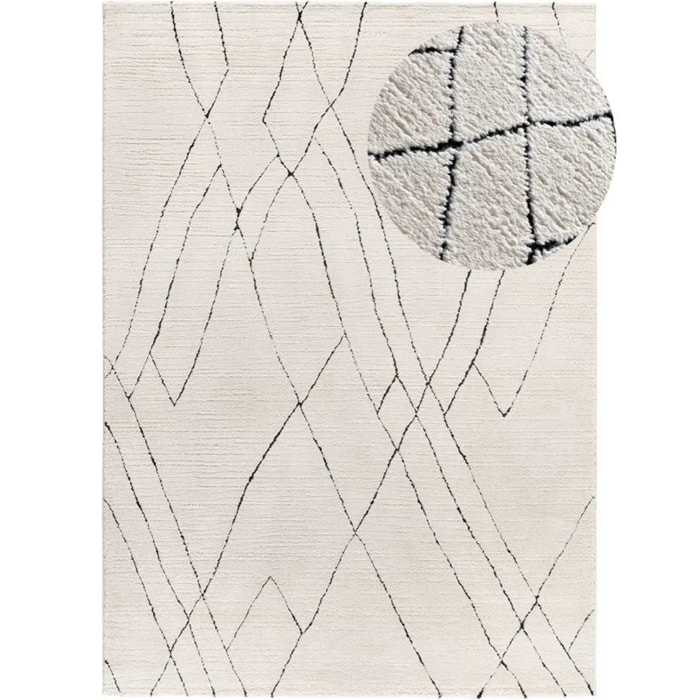 TURIN Alfombra bereber con relieve en blanco y negro, varias medidas disponibles