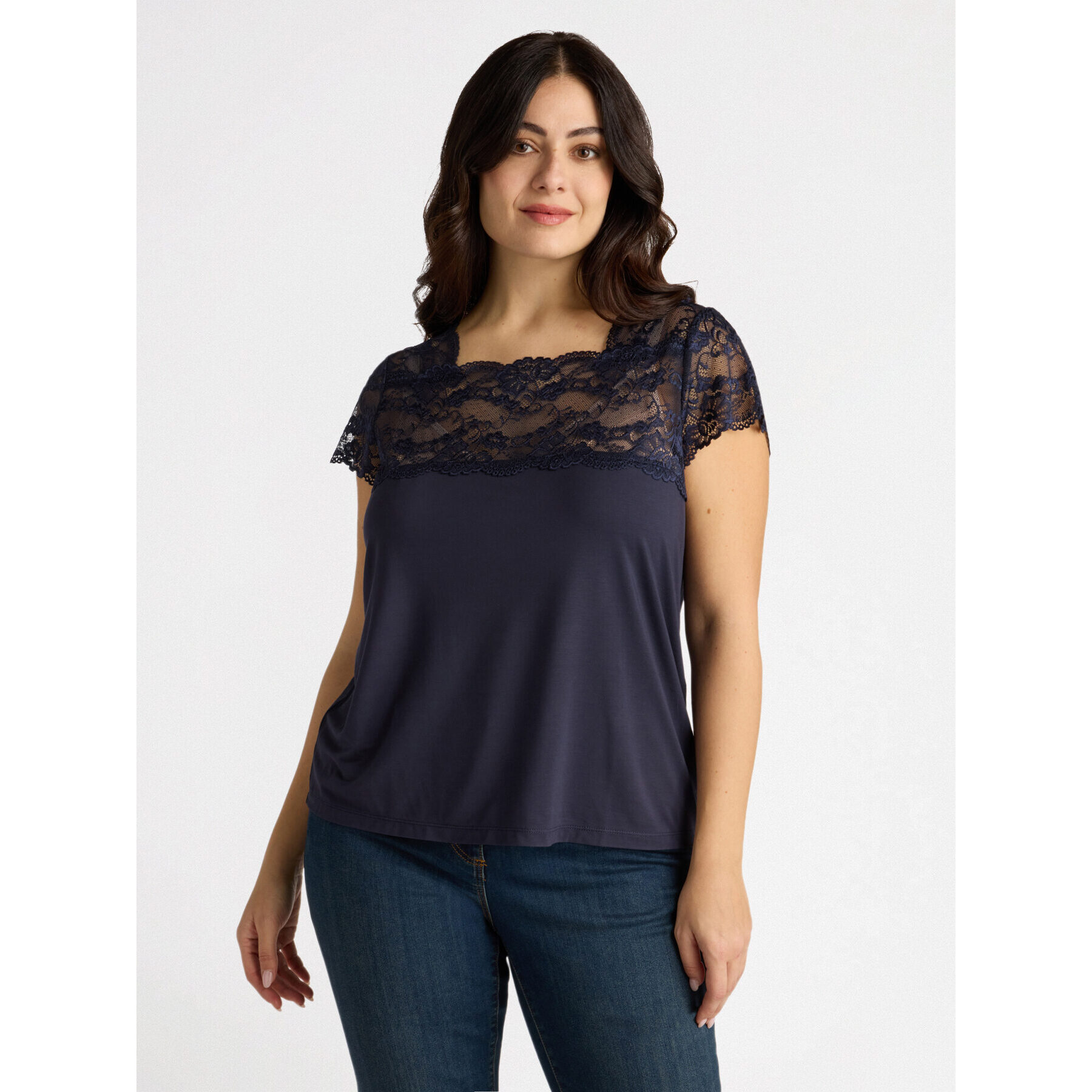 Fiorella Rubino - Camiseta con encaje - Azul