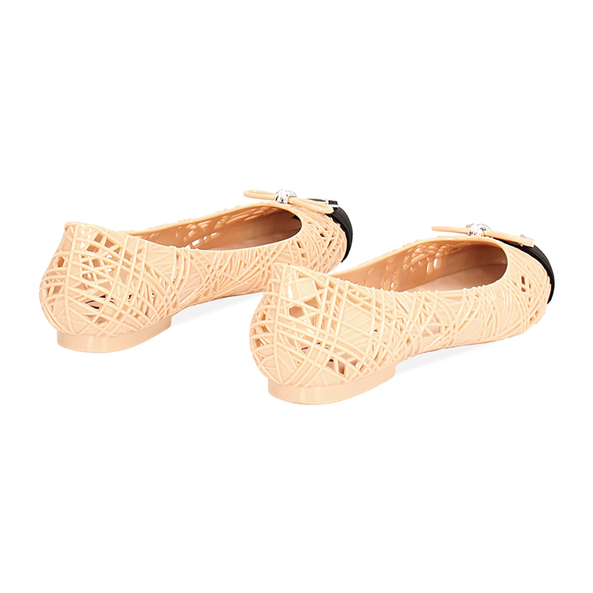 Sandali mare donna beige neri in PVC
