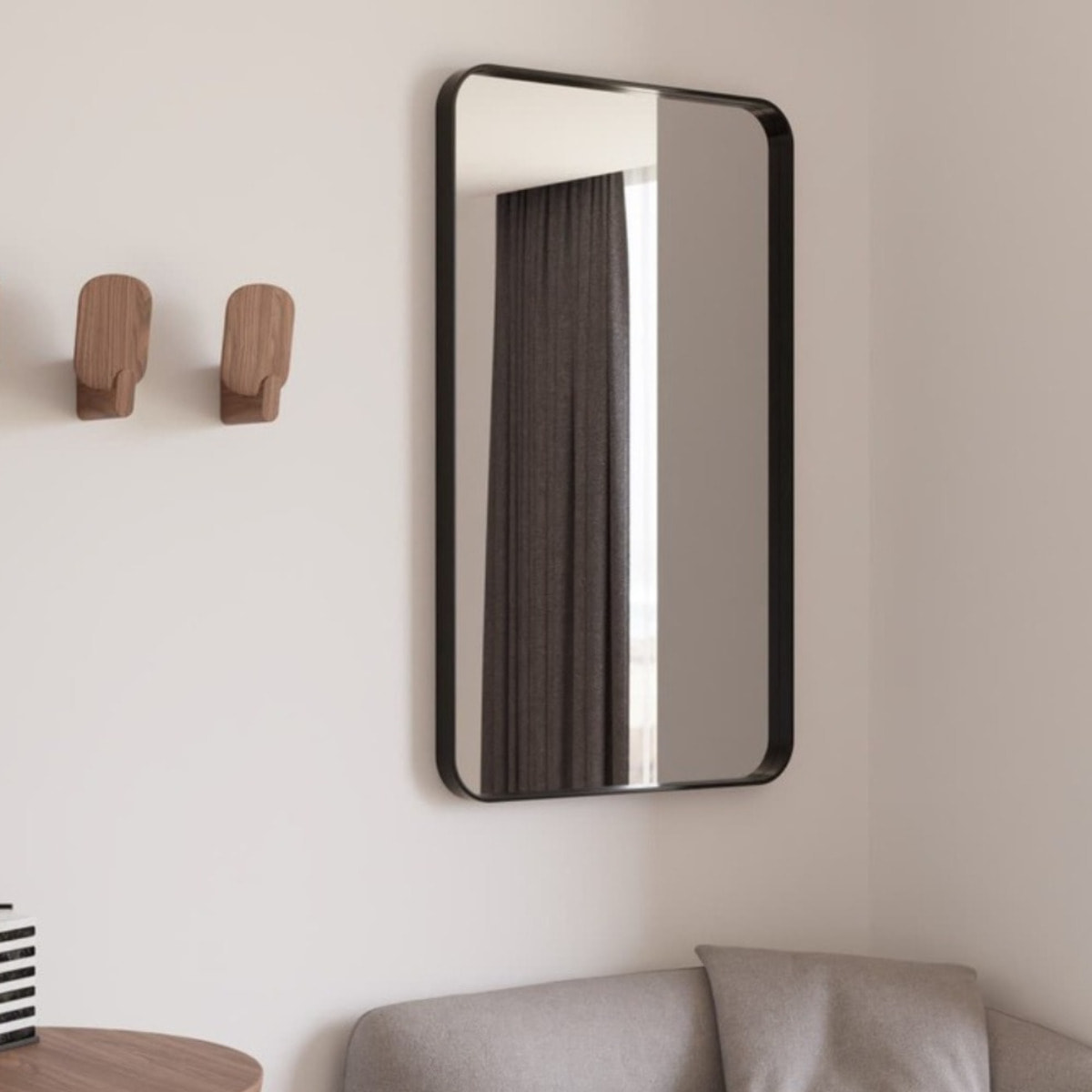 50x70 cm miroir suspendu rectangulaire, cadre en aluminium, noir (SATZOB5070CE)