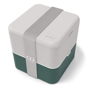 Lunch box 2 compartiments Square 1,7L Made in France Gris/Vert