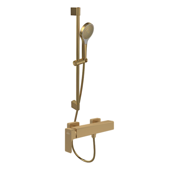 Mitigeur mécanique douche Subway 3.0 + Ensemble de douche Verve Showers 3 jets Or brossé