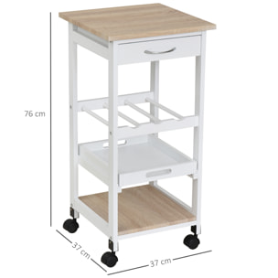 Carro de Cocina 4 Niveles con Ruedas 37x37x76cm Blanco