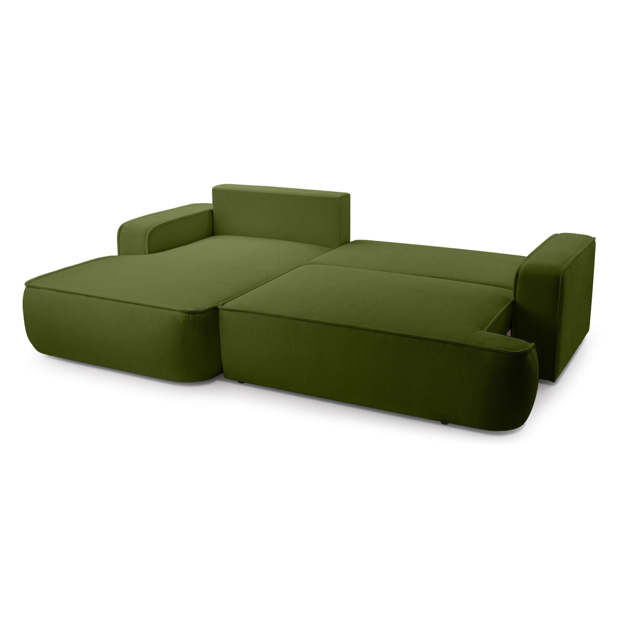 Nessino - canapé d'angle gauche 4 places - convertible avec coffre - en tissu texturé - Vert