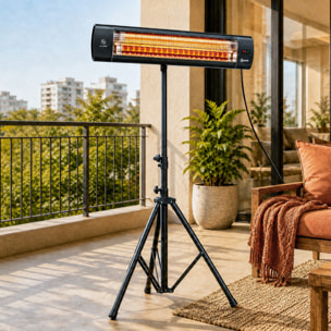 Radiateur infrarouge sur pieds réglable  830/1660/2500W 3 niv. télécommande housse alu noir