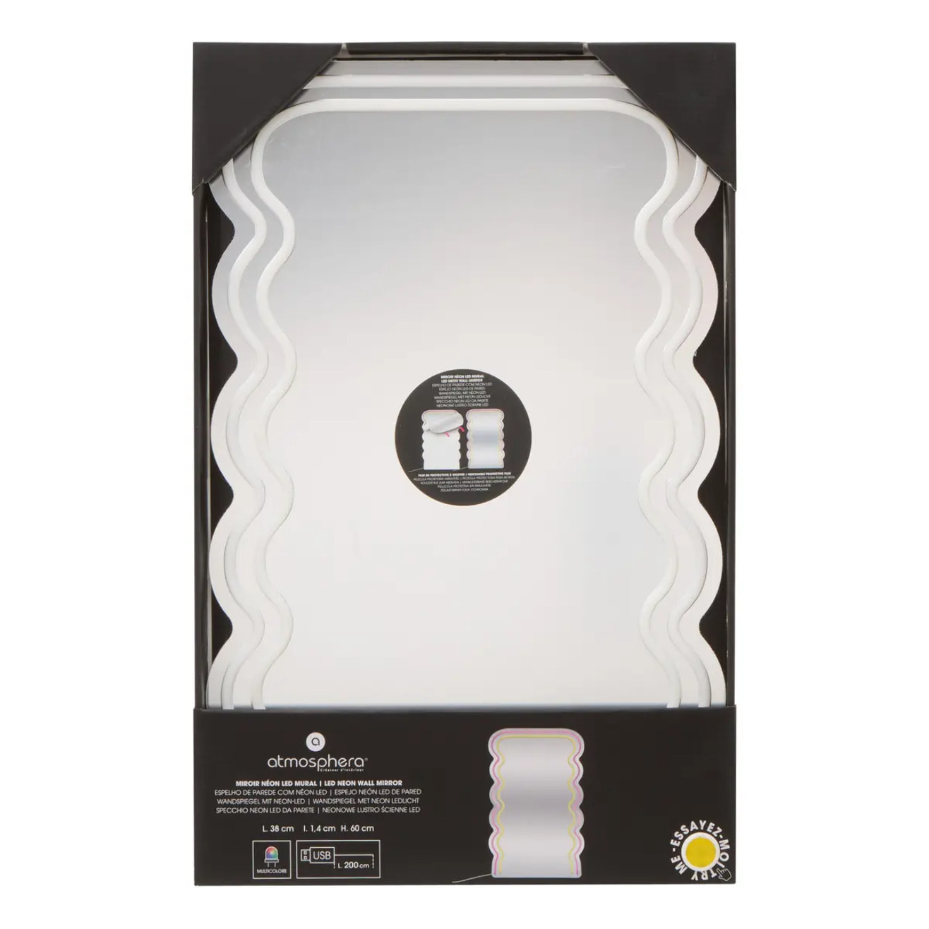Néon LED Miroir Wavy 60x38cm