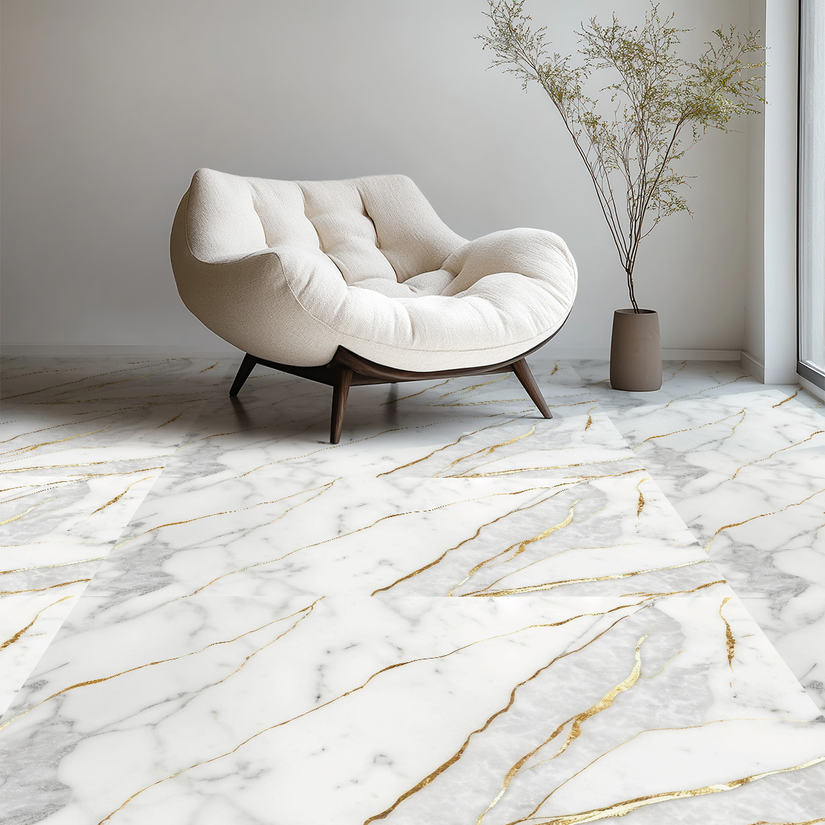 Revêtement sticker sol - MARBRE DE CAGLIARI - Rouleau adhésif Protection Anti-dérapant