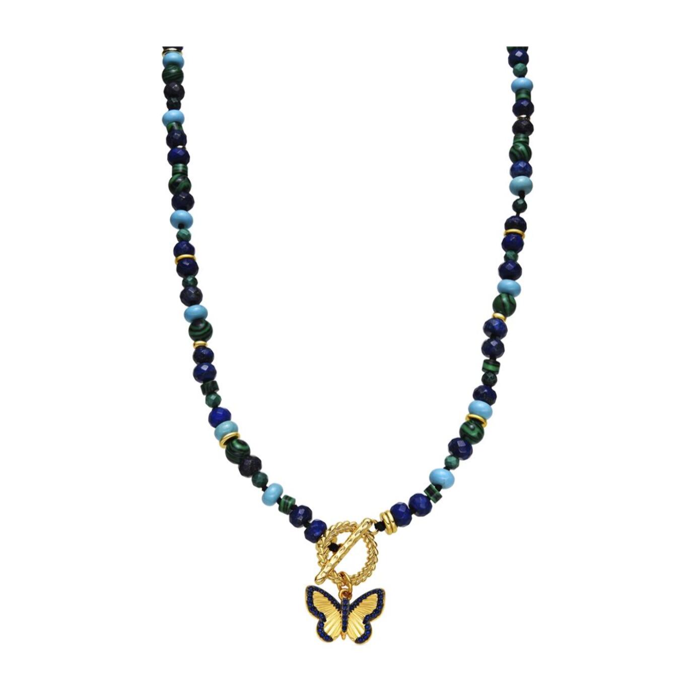 Collar con Lapislazuli Natural acabado oro 18k