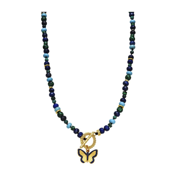 Collar con Lapislazuli Natural acabado oro 18k