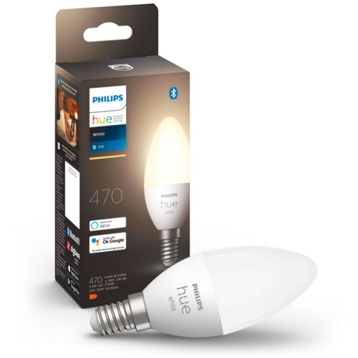 Ampoule LED connectée PHILIPS HUE E14 White Flamme