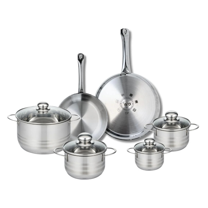 Ensemble de 2 Poêles de cuisson 24 et 28 cm et 4 faitouts 12, 14, 16 et 20 cm Elo Profi Brillant