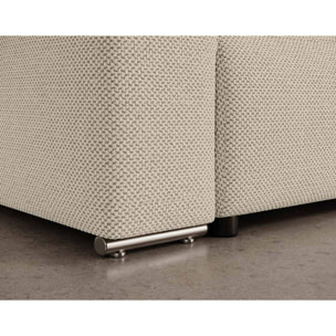 Gabriel - Canapé panoramique en U 7 places convertible avec coffre en tissu texturé - Beige