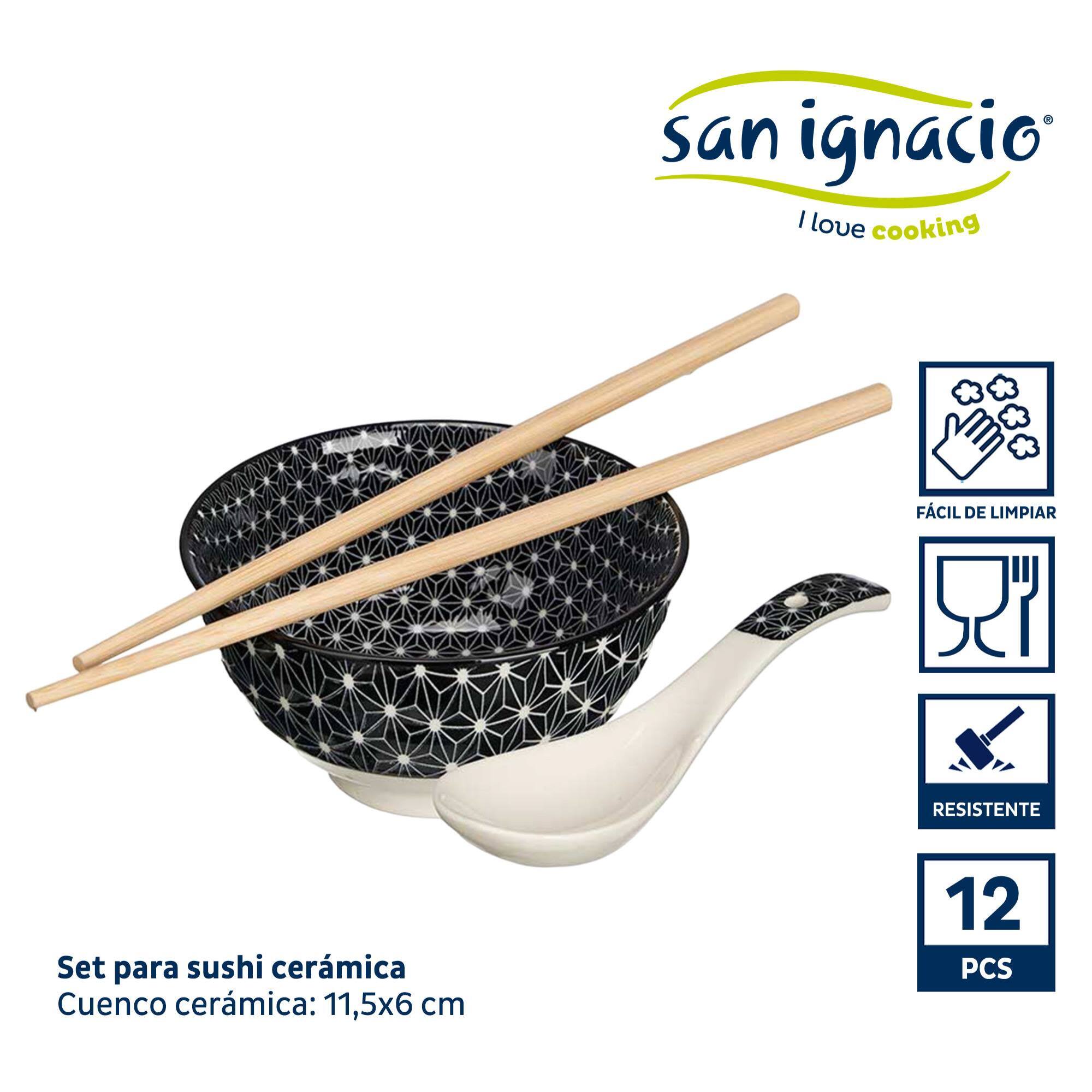 Set 12 piezas sushi negro colección kinvara