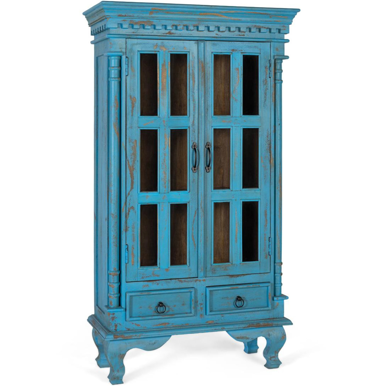 Vitrine en bois de manguier 90 cm style rustique vintage