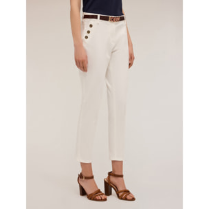 Motivi - Pantaloni regular con bottoni metallici - Bianco