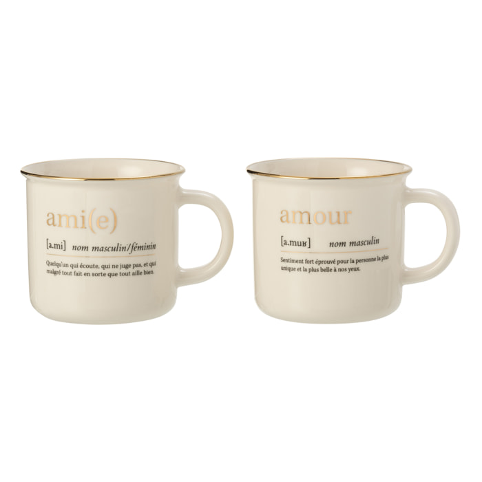 J-Line tasse Message Family Home - céramique - or - 2 pcs