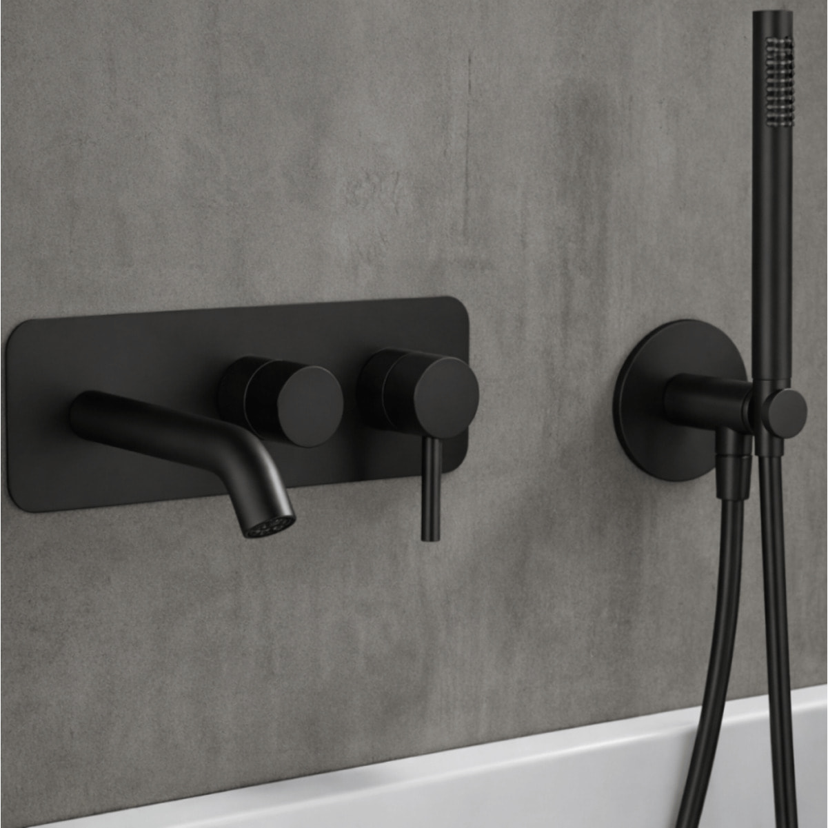 Mitigeur bain douche mécanique mural + douchette 1 jet + corps encastré PAINI Cox noir mat