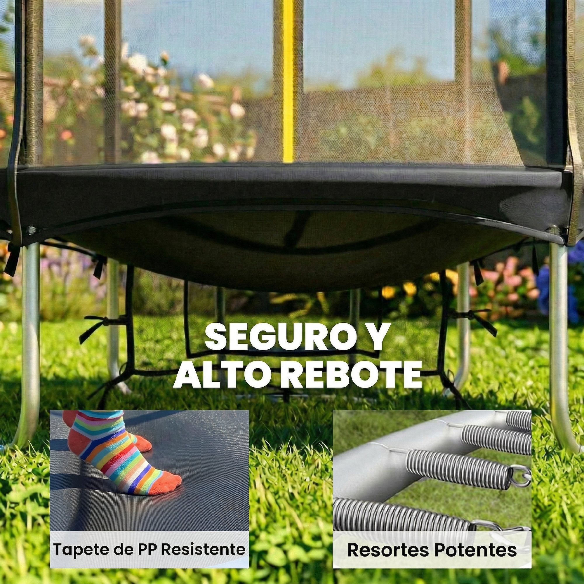 Cama Elástica Niños Exterior Ø183 cm, Trampolín para Niños de +6 Años con Red de Seguridad, Escalera de 2 Peldaños, Cubierta de Muelles, Bolsa de Almacenamiento, Carga 80 kg, Negro