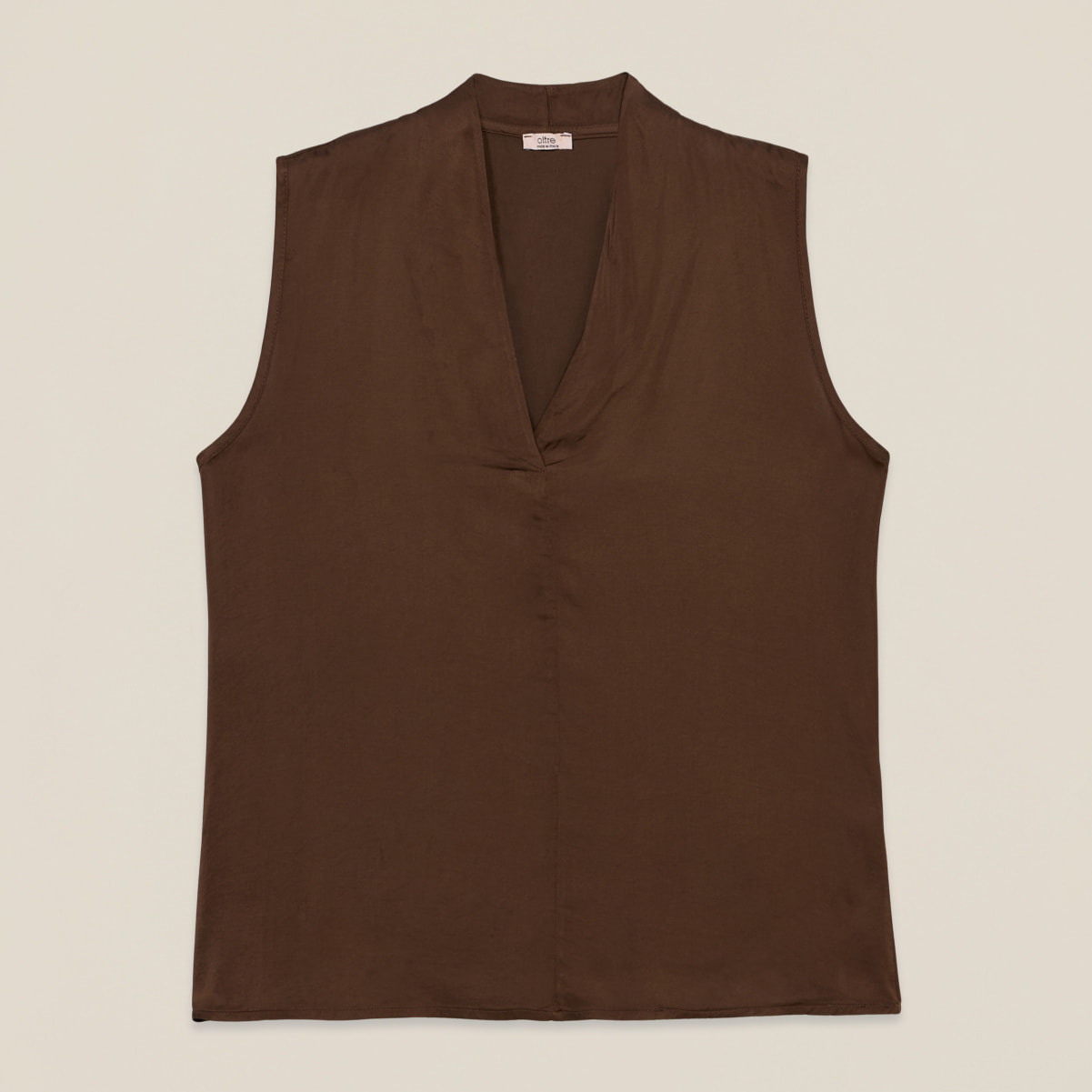 Oltre - Blusa in raso con scollo a V - Marrone