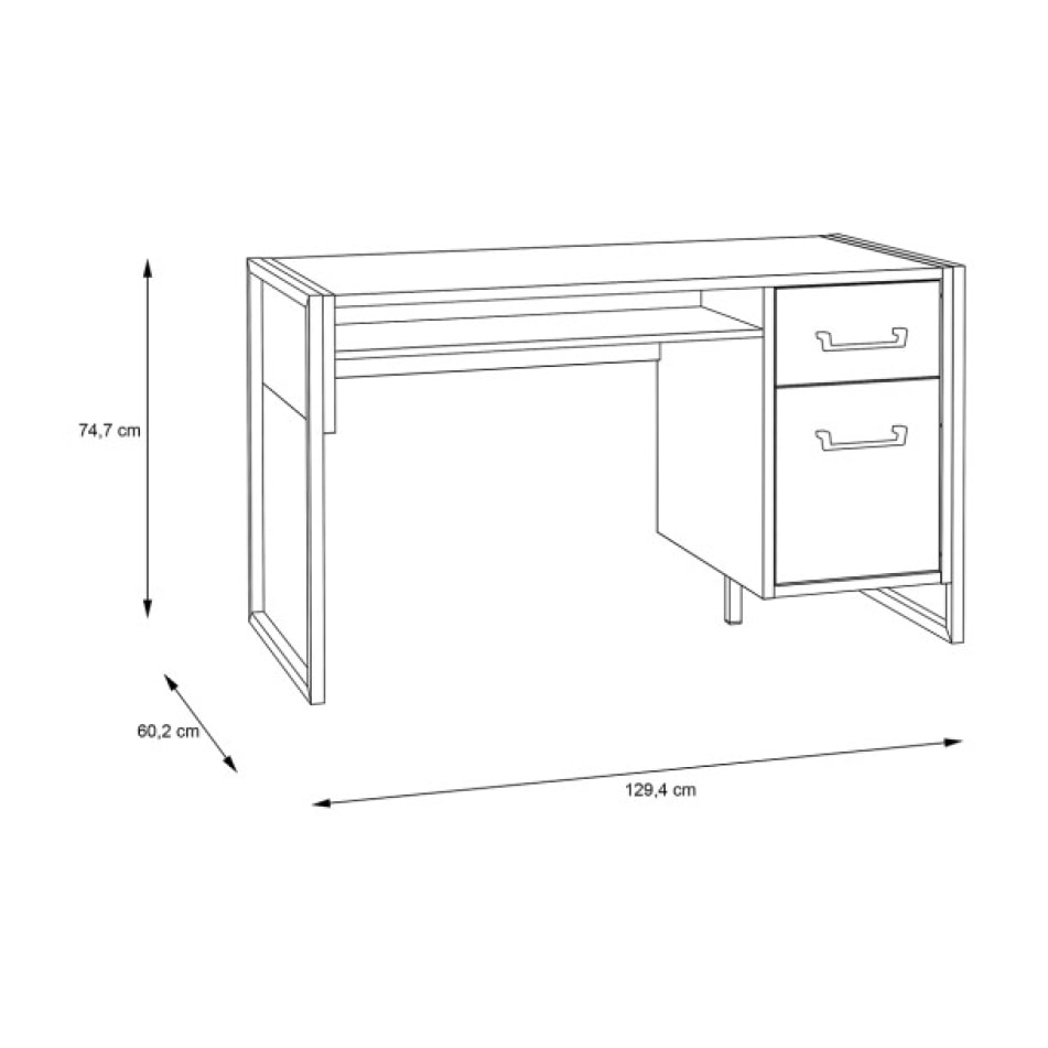 Petit bureau effet bois & métal noir 1 porte 1 tiroir L129cm - BUDDY