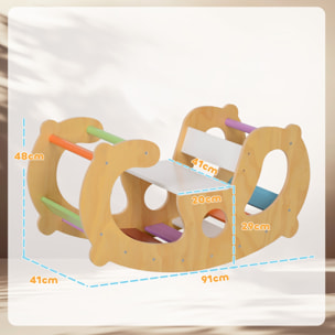 Arche d'escalade enfant jouet à bascule 2 en 1 bois pin naturel multicolore