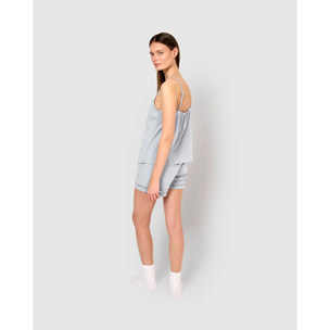Pijama corto algodón vainica tirante celeste