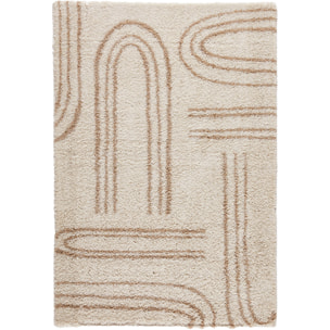 OLYMPE - Tapis shagy à poils long à motif graphique - Beige