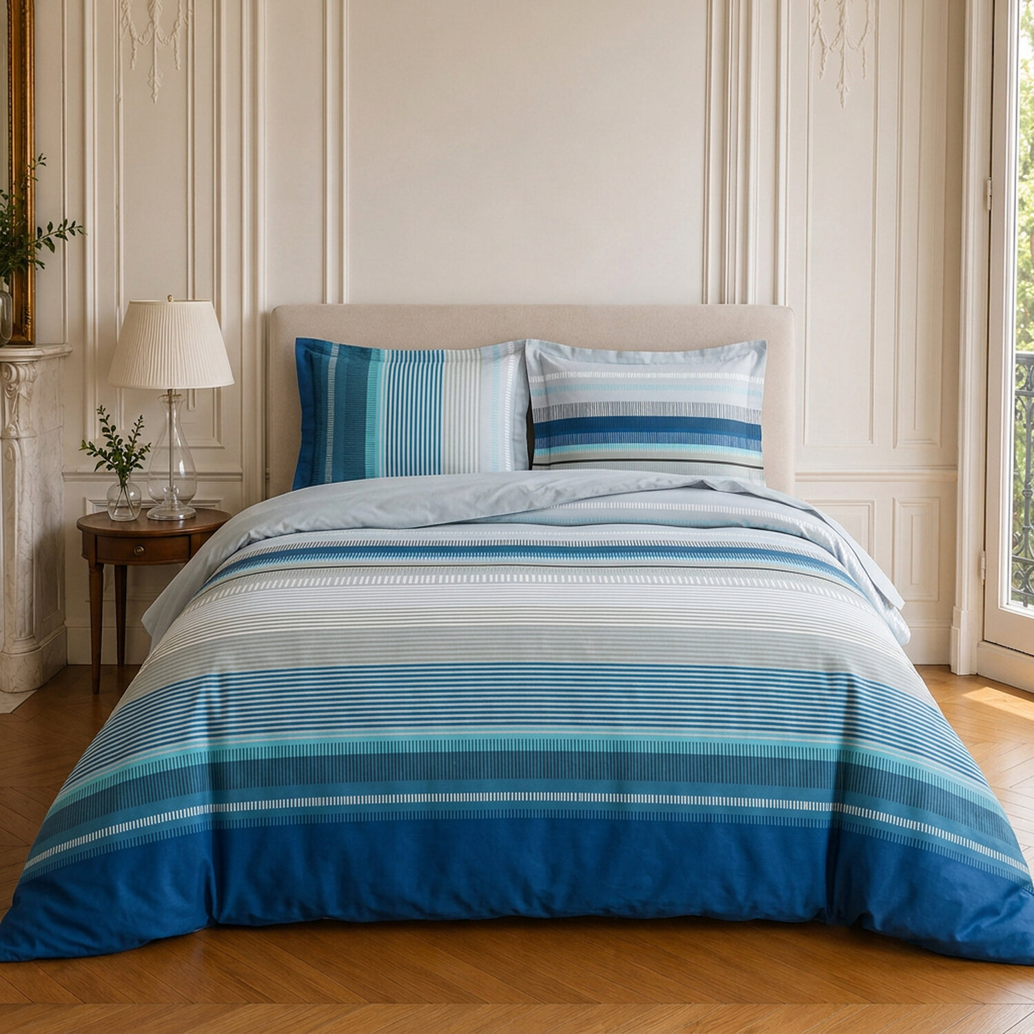 Parure housse de couette 100% microfibre rayures - BINGO