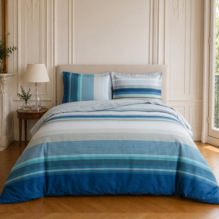 Parure housse de couette 100% microfibre rayures - BINGO
