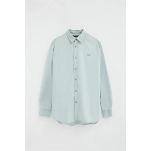 Camicia in tencel celeste con regular fit e logo Polo Club