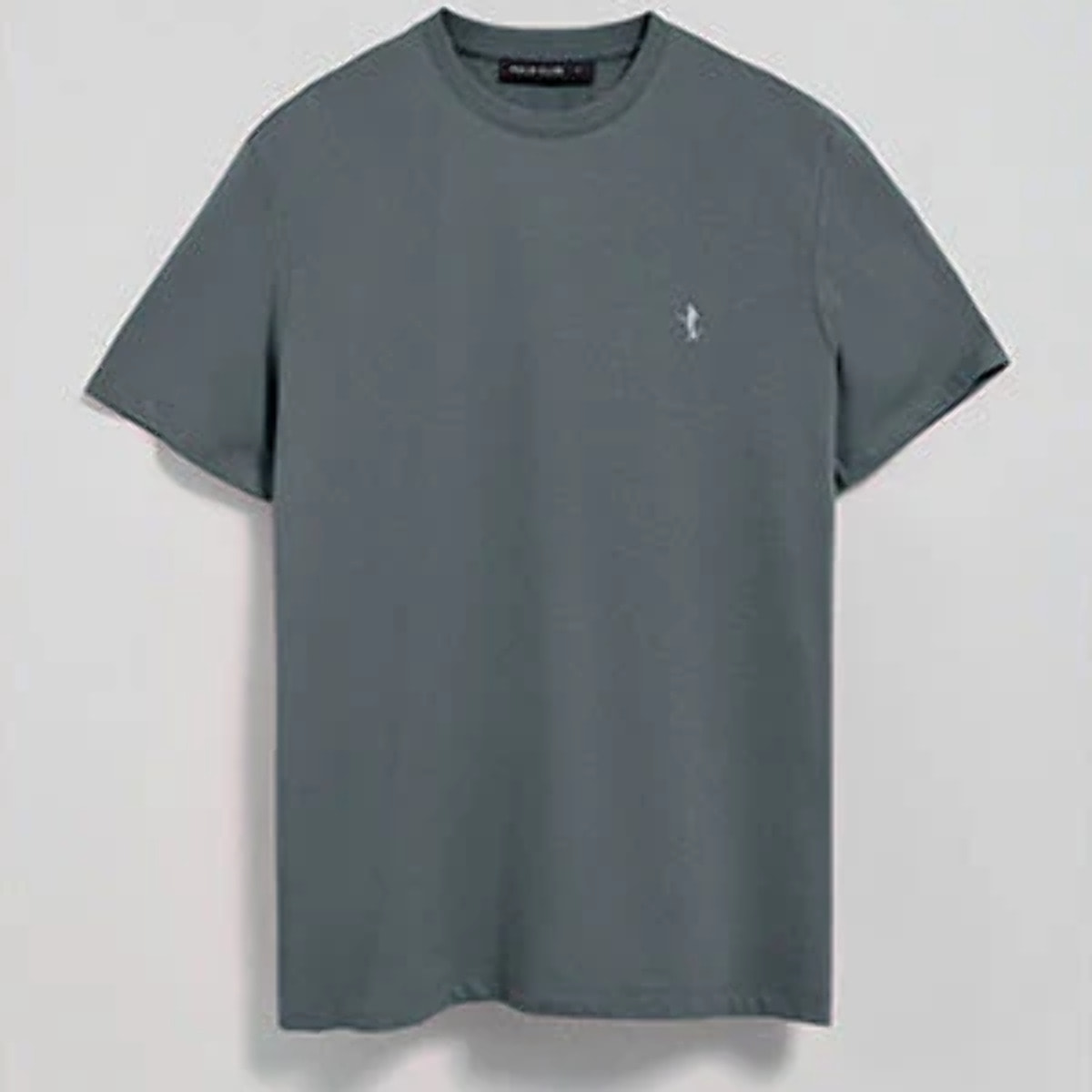 Maglietta grigio pietra basic a girocollo e ricamo Rigby Best