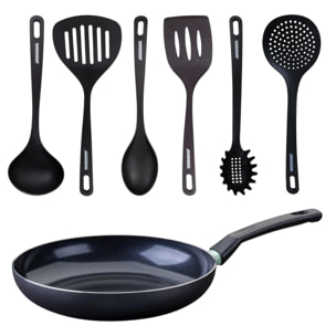 Set poêle antiadhésive céramique 30 cm et 6 ustensiles Fackelmann Brandao
