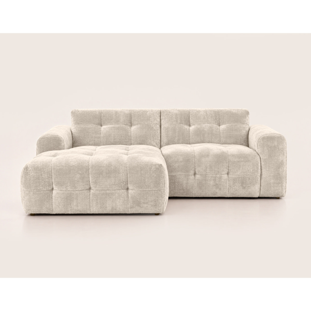 Diane - Canapé d'angle gauche 4 places en velours texturé - Beige