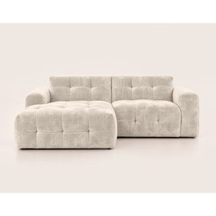Diane - Canapé d'angle gauche 4 places en velours texturé - Beige