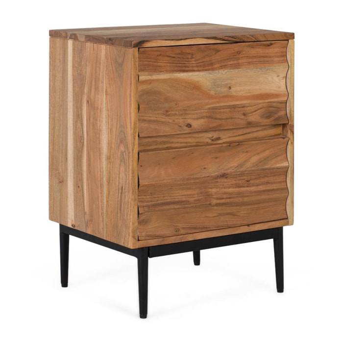 Table de chevet en bois d'acacia 45 cm style rustique moderne