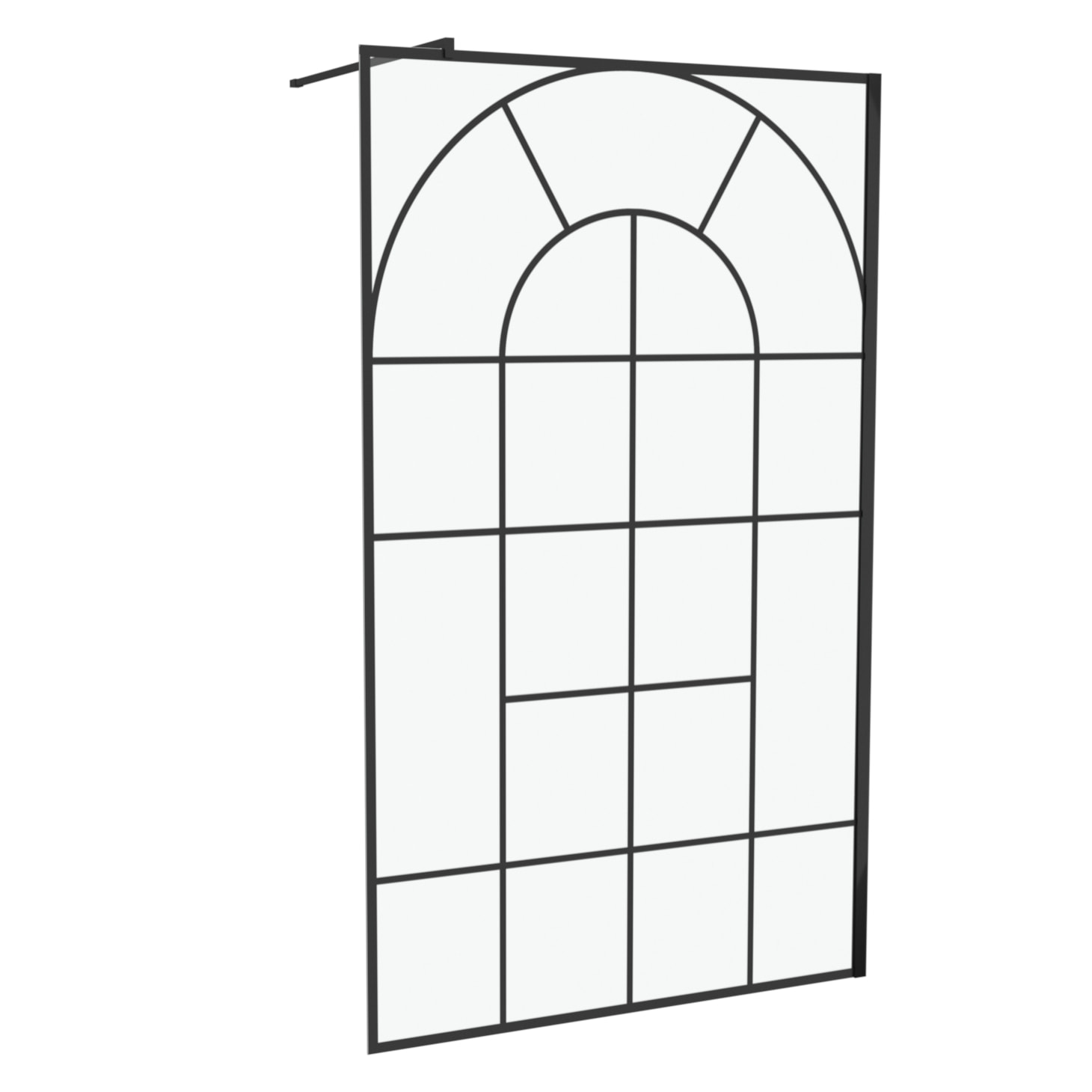 Paroi de douche Déco 120x195cm Verre 5mm Sérigraphié - Barre de fixation Noir Mat