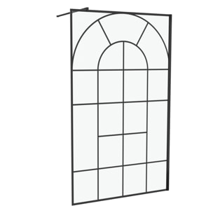 Paroi de douche Déco 120x195cm Verre 5mm Sérigraphié - Barre de fixation Noir Mat