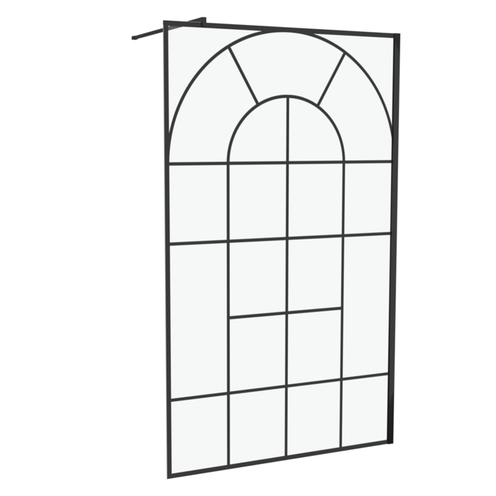 Paroi de douche Déco 120x195cm Verre 5mm Sérigraphié - Barre de fixation Noir Mat