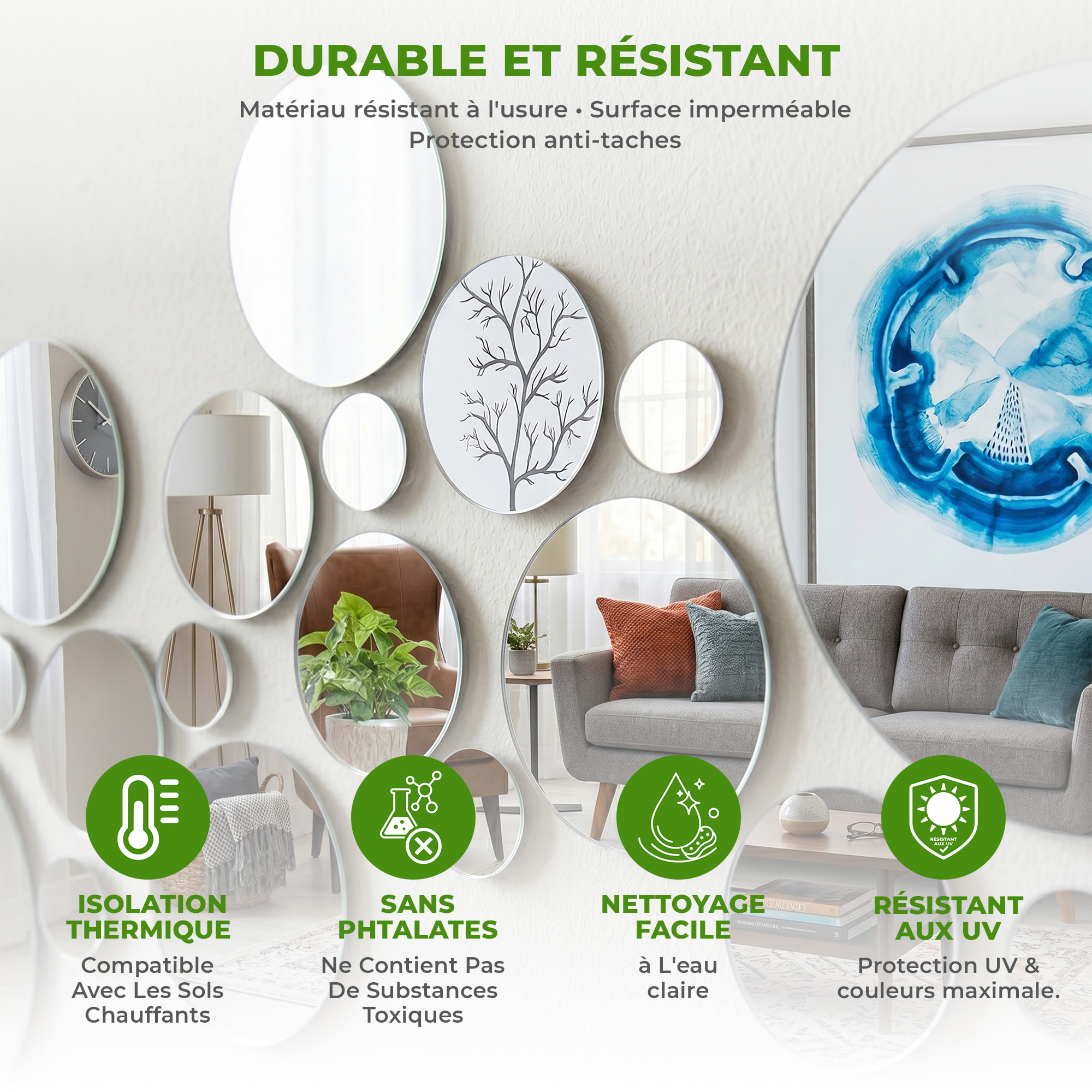26 stickers miroirs ronds