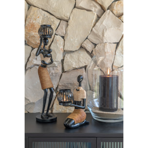 J-Line bougeoir sur Tête Figurine Ethnique  - polyrésine - marron - 2 pcs