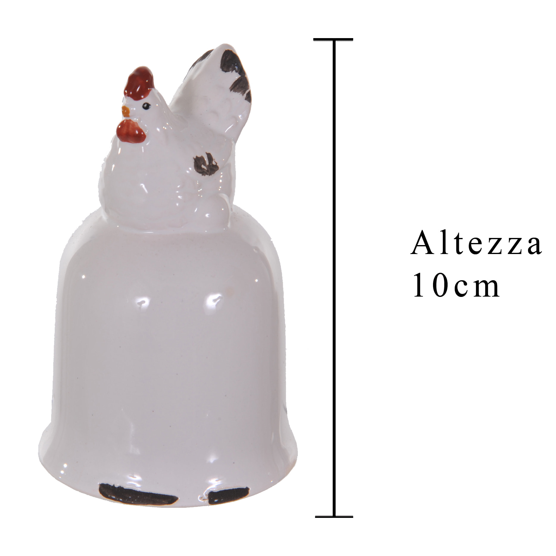 Campana In Ceramica Con Gallina. Altezza 10 Cm - Pezzi 6 - 6,5X10X6,5cm - Colore: Rosso - Bianchi Dino - Contenitori Pasquali,Ceramica,Resina Cesteria